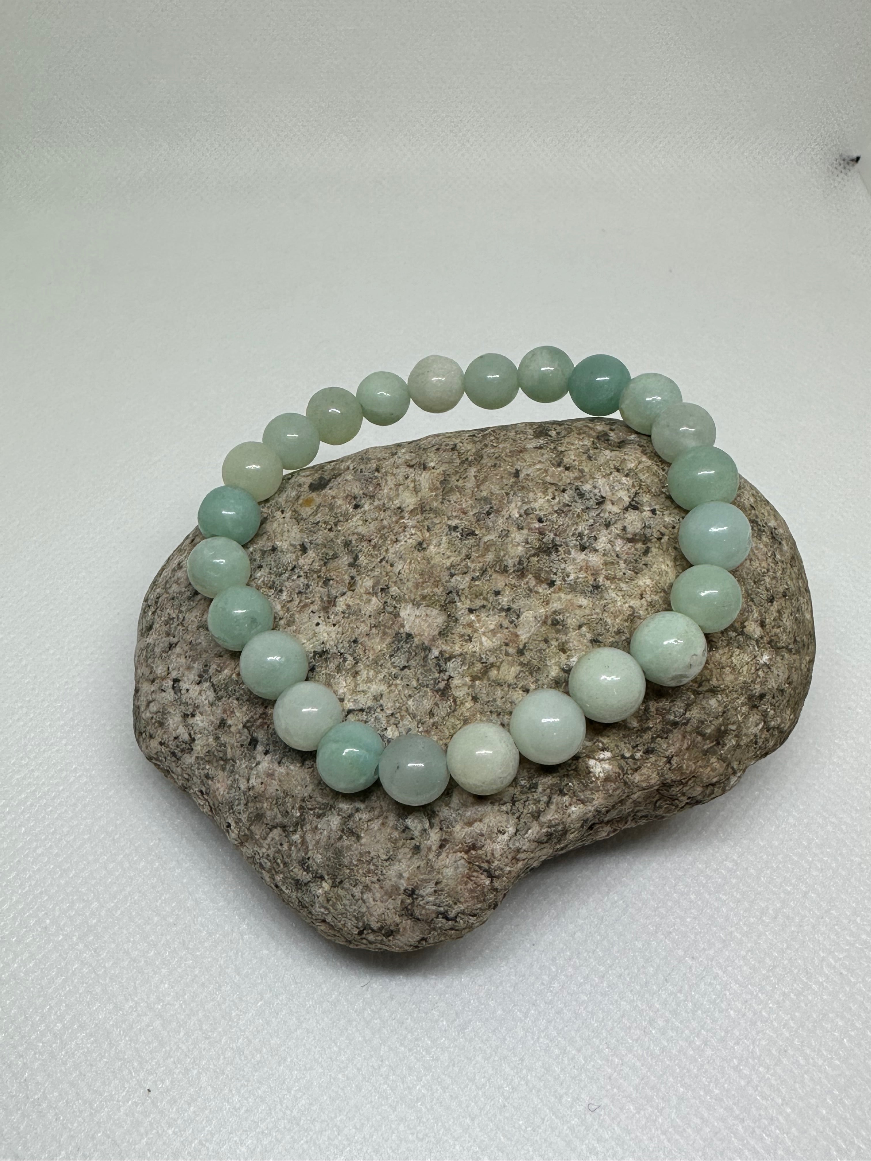 Amazonite 8mm Crystal Bead Bracelet | Calming Green Gemstone Jewelry