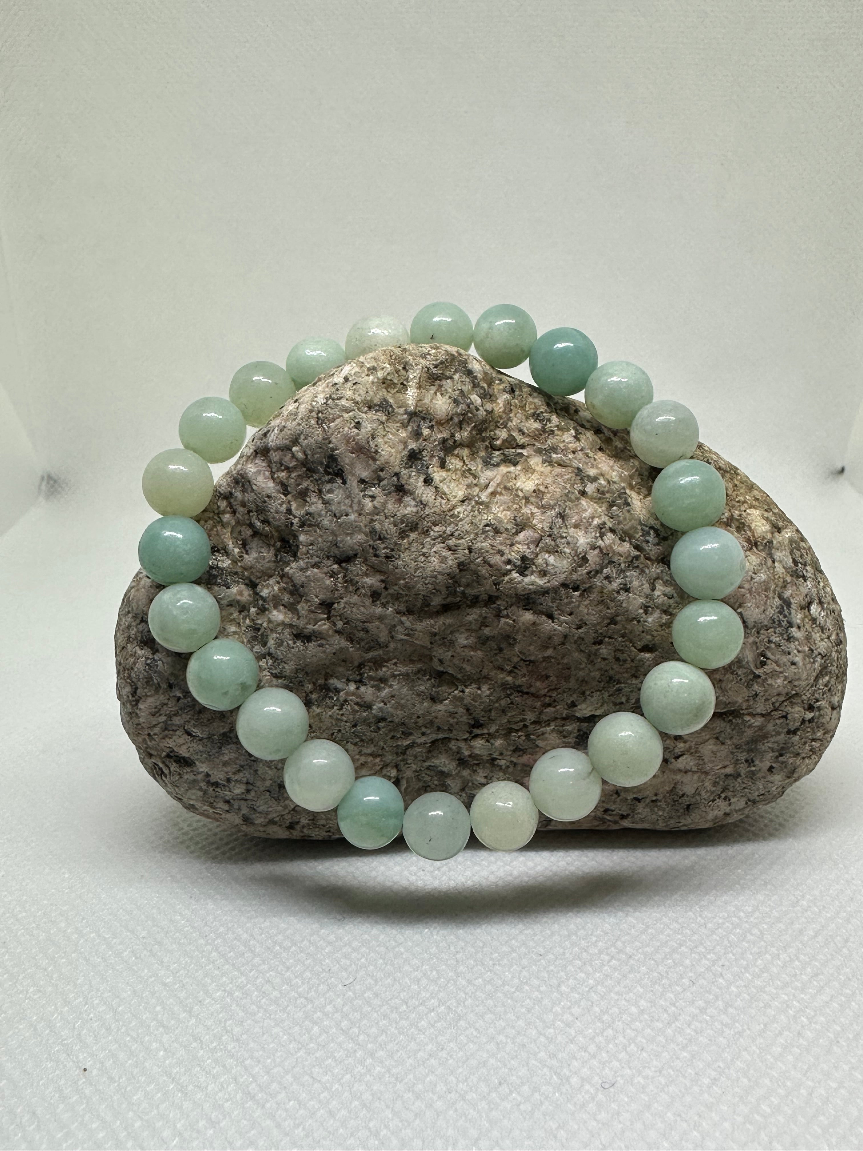 Amazonite 8mm Crystal Bead Bracelet | Calming Green Gemstone Jewelry