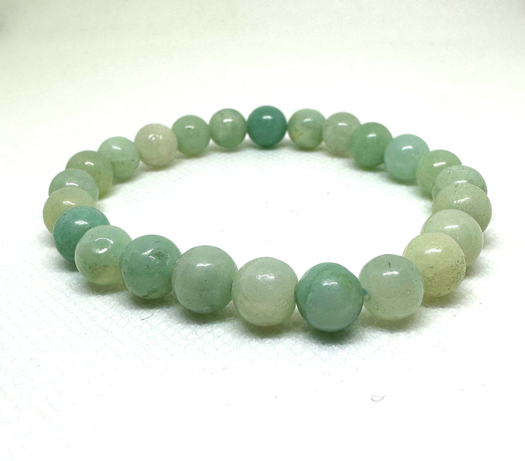 Amazonite 8mm Crystal Bead Bracelet | Calming Green Gemstone Jewelry